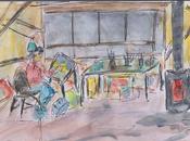 Atelier d’artiste dessin aquarellé