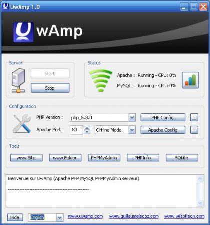 uWAMP : Nouveau serveur Apache MySQL PHP
