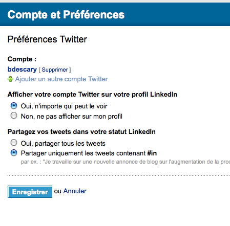 linkedin twitter Synchronisation des statuts Twitter et Linkedin 