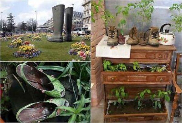 Bottes pots de fleurs