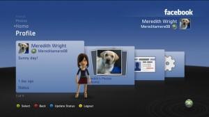 Interface Facebook depuis la xbox 360