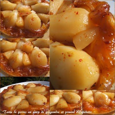 Tatin de poires  au sirop de gingembre et piment d'Espelette