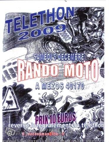 Rando moto Téléthon Moto Club Cauneille (40) le 5 décembre 2009