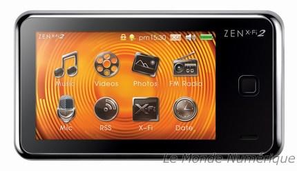 Le nouveau baladeur Creative Zen X-Fi 2 passe à l’écran tactile