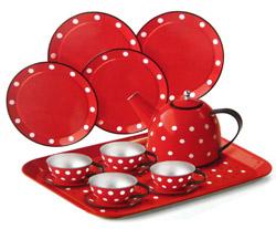 Dinette rouge pois blanc 2