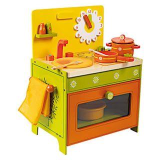 Cuisiniere en bois nature et découvertes