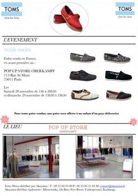 N'ouliez pas TOMS SHOES en Exclusivité française les 28 et 29 Nov