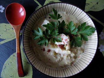 Velouté de pois cassés au colombo