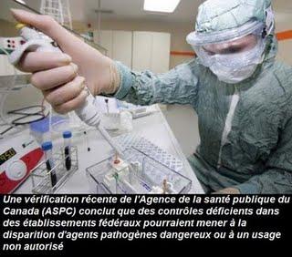 Au Canada des laboratoires égarent des agents pathogènes