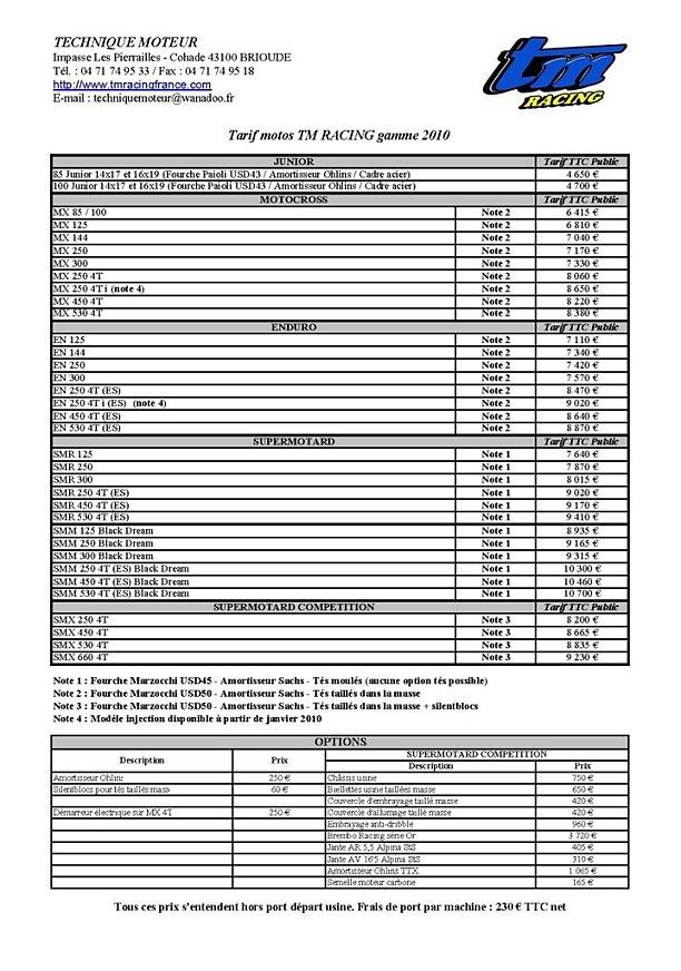 Les motos TM 2010 pour pratiquer l'enduro