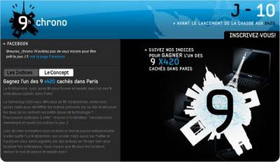 9H Chrono : 9 portables Samsung X420 cachés dans Paris