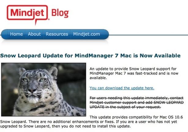 Un bug avec Mindmanager suite à l'installation de Snow Léopard sur Mac