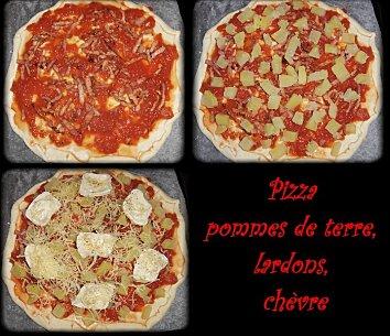 PIZZA POMMES DE TERRE, LARDONS, CHEVRE