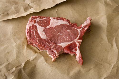 photo humour insolite steak en forme des états-unis
