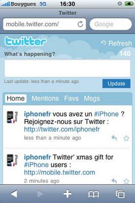 Twitter en version Mobile suivez @iphonefr sur twitter iphone 3GS