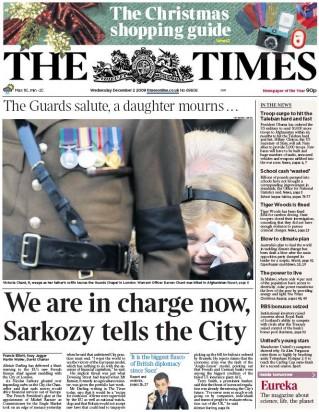The Times - 09120: We are in charge now, Sarkozy tells the City