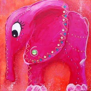 un éléphant rose à la robe digne des milles et une nuits