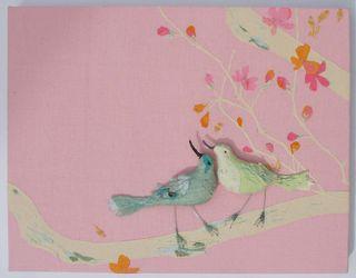 Tableau rose oiseaux A Brown