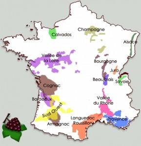 Carte des vignobles en France