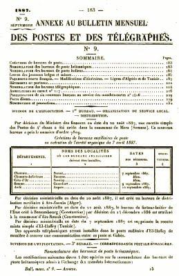 ..LE PUY NOTRE DAME10 septembre 1887ouverture bureau de p...