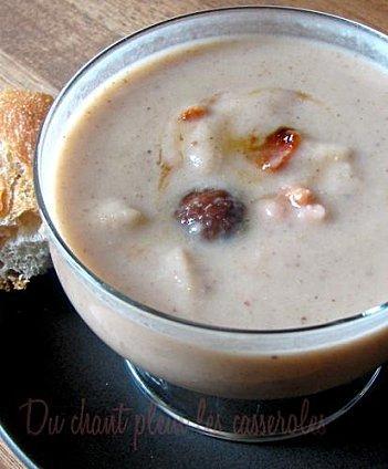 Cappuccino de marrons, céleri et petits lardons