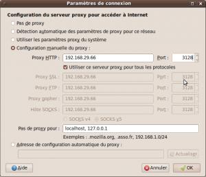 Paramètres de connexion Squid Firefox