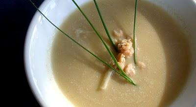 Velouté d'endives aux crevettes grises
