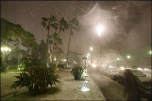 Promenade des Anglais sous la neige à Nice