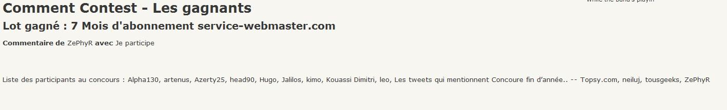 resultaht [FIN] Gagnant du Concoure fin dannée..