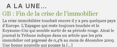 UK : reprise de l'immobilier