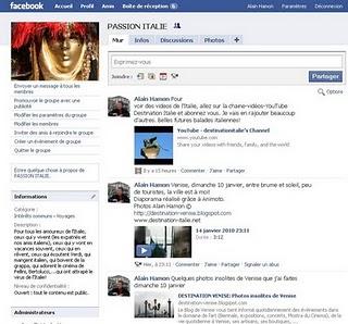 La Passion de Venise et de l'Italie sur Facebook