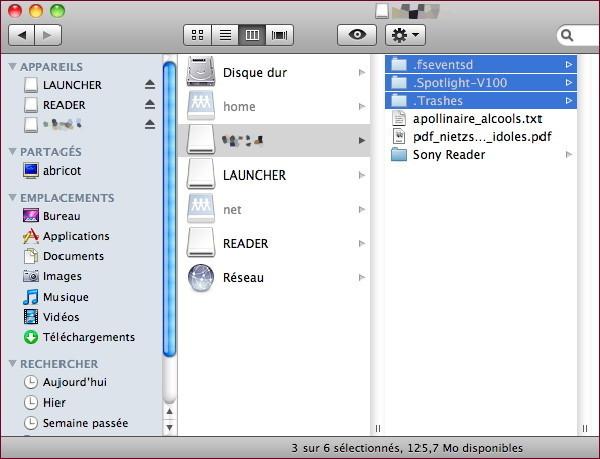 Sony Reader Touch Edition, Mac OS et carte mémoire