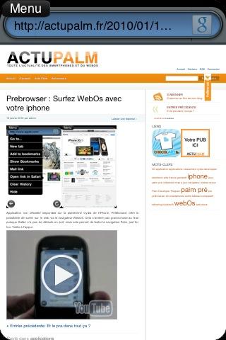 Prebrowser : Surfez WebOs avec votre iphone
