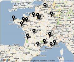 Une carte pour situer les librairies qui tiennent un blog