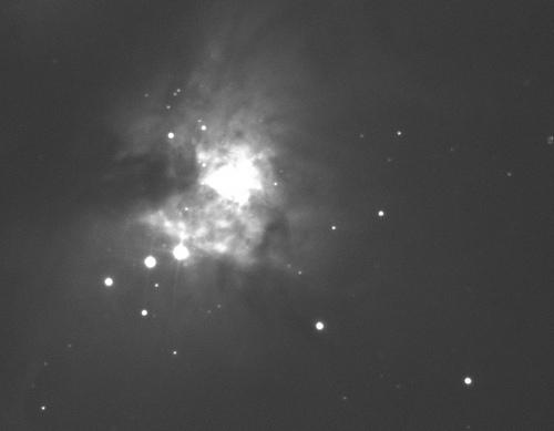La nébuleuse d’Orion en noir et blanc