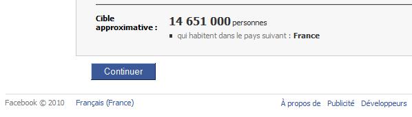 Nombre d'utilisateurs sur Facebook en France janvier 2010