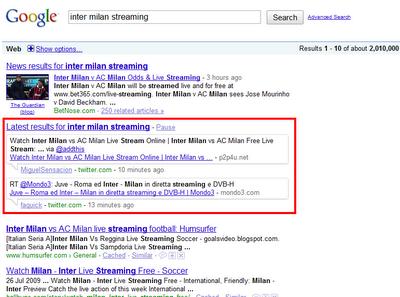 Inter vs. Milan en Real Time Web