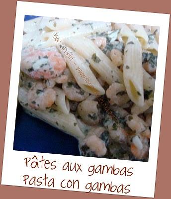 Pâtes aux crevettes - Pasta con gambas