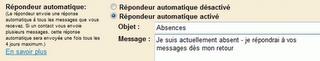 Réponse automatiques en cas d'absence sous Gmail