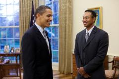Tiger Woods and Barack Obama in the Oval Office
