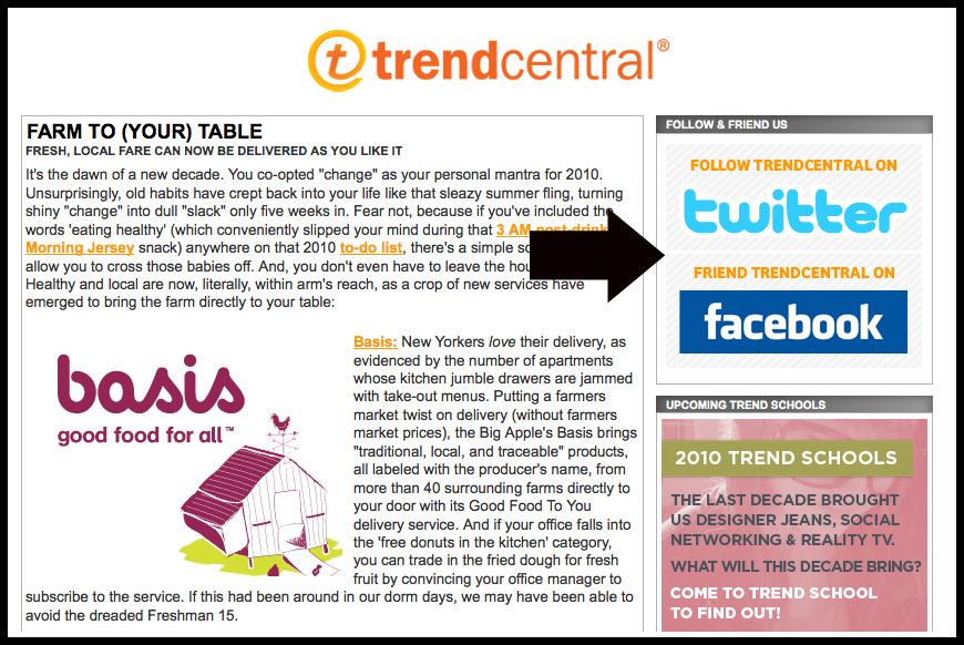 Comme Trendcentral, indiquez votre présence sur les réseaux sociaux