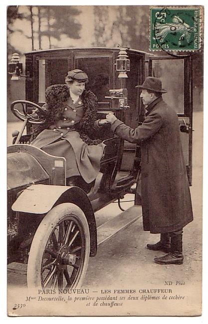 Первая в мире женщина - водитель такси, 1909 г. ФОТО