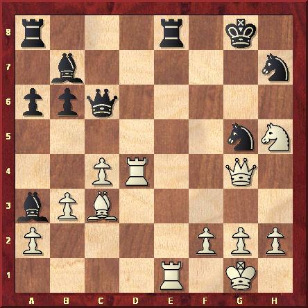 Kasparov contre Karpov à Amsterdam en 1988. L'attaque de Kasparov, qui a sacrifié deux pièces, est en train d'échouer mais Karpov est en manque de temps. Il a joué Te8xe1+ mais il avait un coup gagnant. Attention c'est difficile de le trouver (surtout la justification).