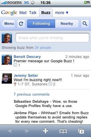 google buzz mobile Google Buzz: questions réponses