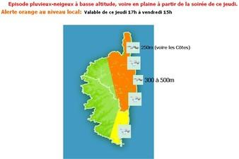 Episode neigeux sur la Haute-Corse cette nuit et demain matin. La neige tombera jusque sur le littoral.