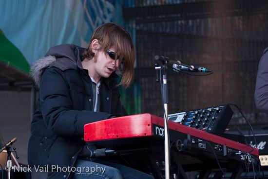 Francois Lafontaine playing the keyboard with strenght - Karkwa  Live on Stage Whistler 2010