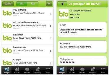 Un guide pour vivre bio à Paris sur mon Iphone