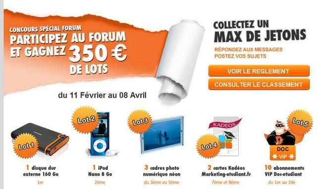 Participez au Forum de Marketing-Etudiant.fr, et gagnez 350 € de cadeaux !