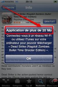 iphone 3g 20mb iPhone: téléchargez des applications de 20Mb en 3G