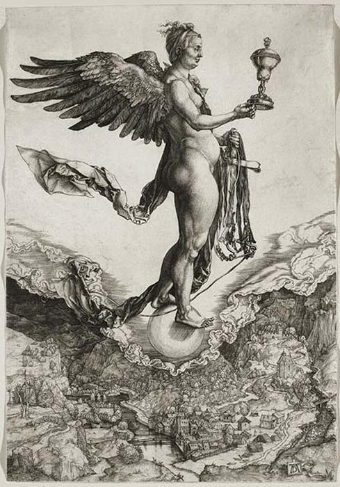 Némésis, la funambule.
Voici une sublime gravure de Dürer,...